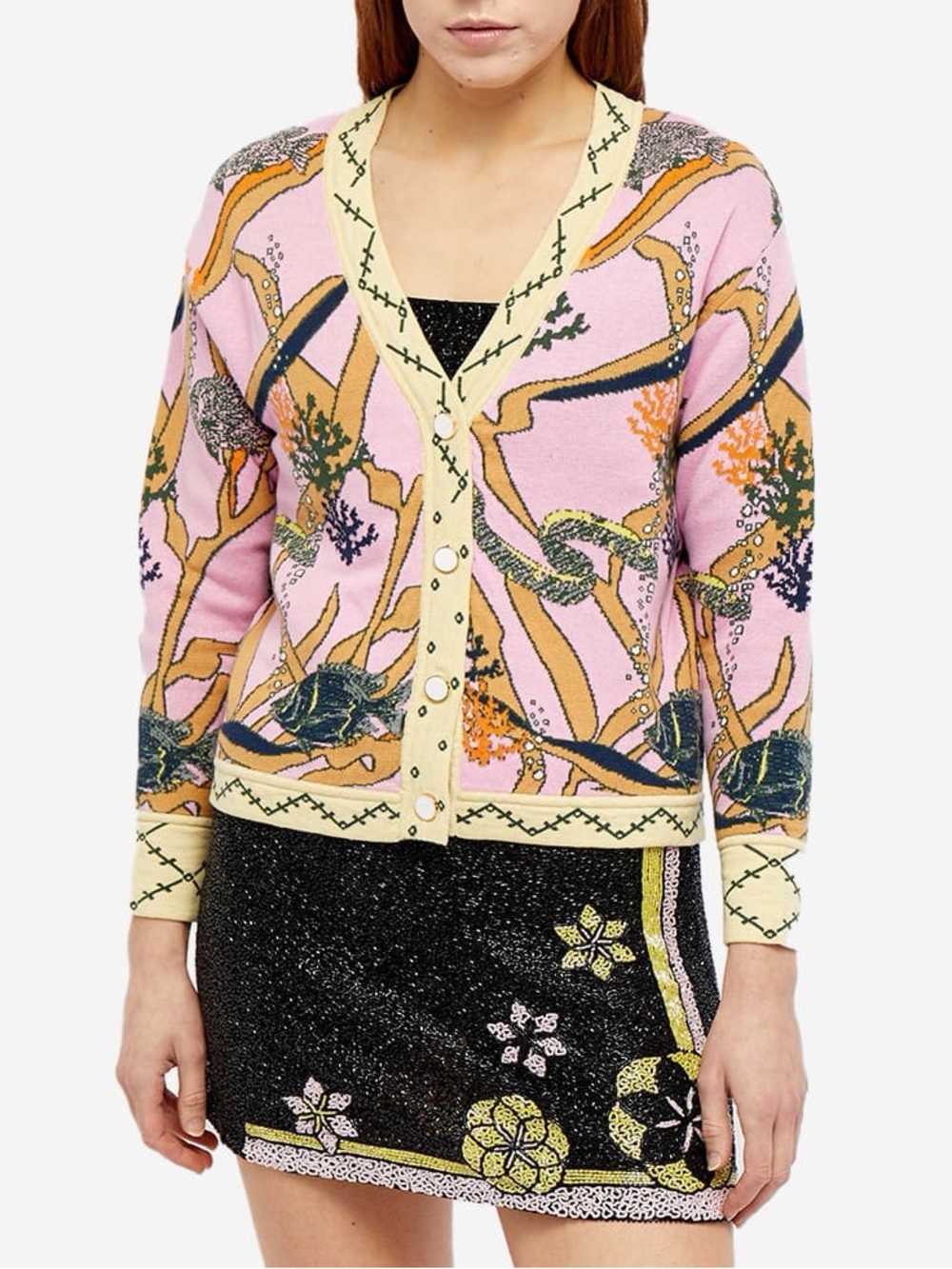 NWOT Oceanus Pink Bonnie Cardigan